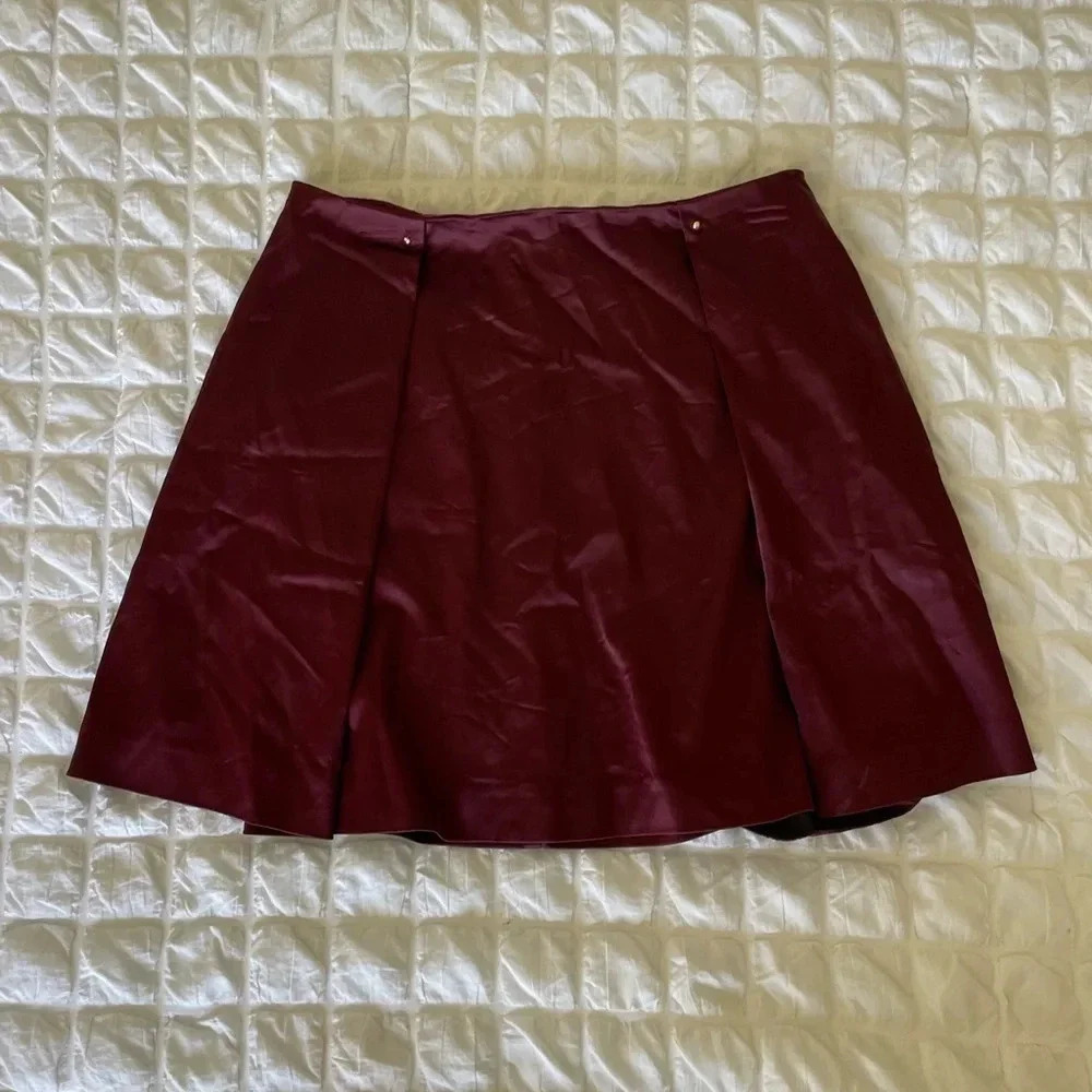 Reiss satin burgundy mini skirt